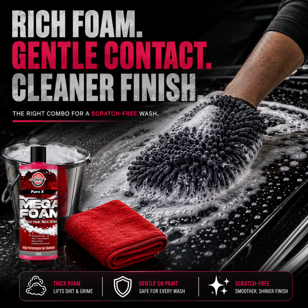 Wash & Dry Care Combo (500ML Shampoo + 1200GSM Cloth + Mitt)