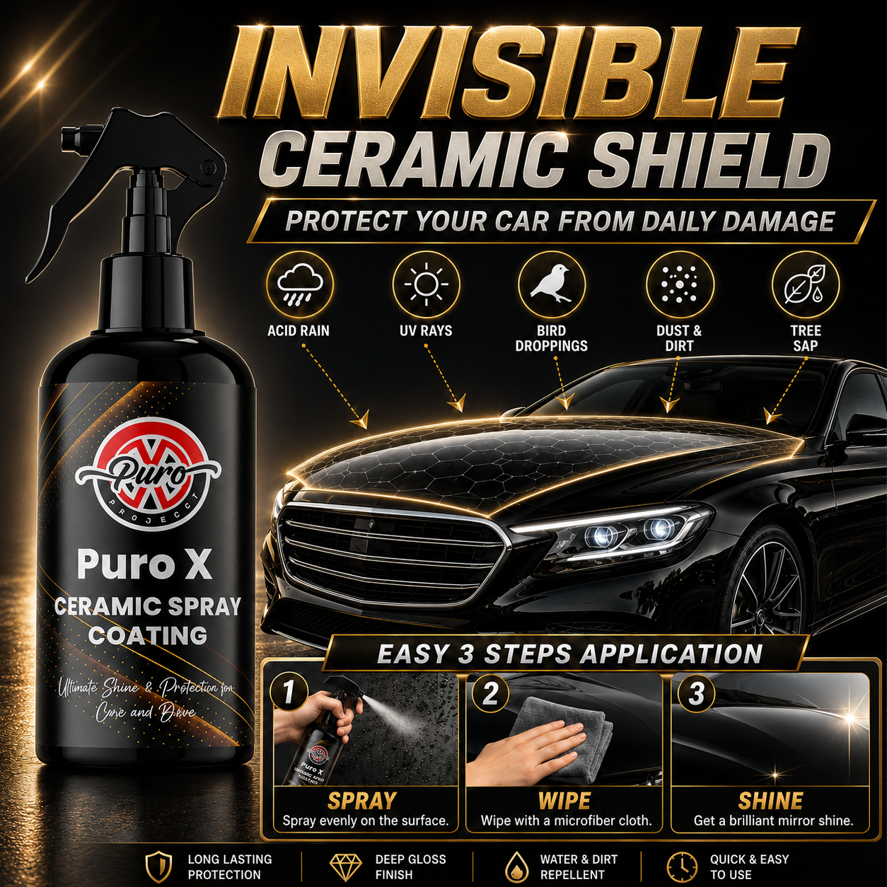 Ultimate Ceramic Coating Spray + FREE 340 GSM Microfibre Cloth